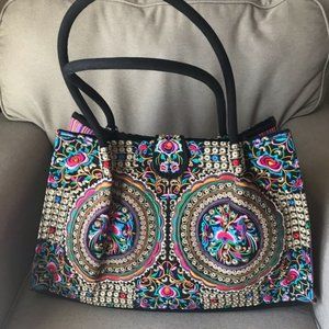 Floral Embroidered Vintage Style Tote Bag